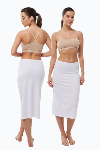 Malabadi Jupon modal alb - 2 bucăți fuste lungi lungi, femei, 2M1061