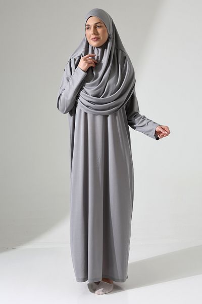 ihvanonline Women's Prayer Dress with Grey One-Piece Bag - Self-Covering