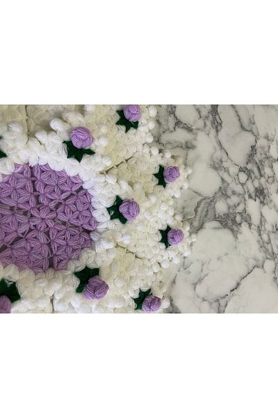 RENGARENG Hand Knitted Bud Motif Lilac Fiber