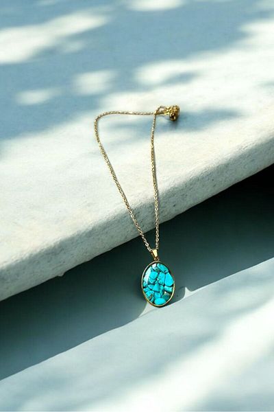 sahrastyle FRUZE STONE STAINLESS STEEL NECKLACE