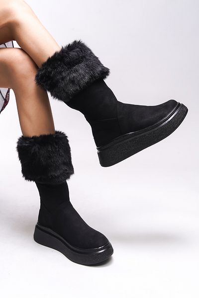 Riccon Dámské černé boty Vicriara Shearling - 00121000