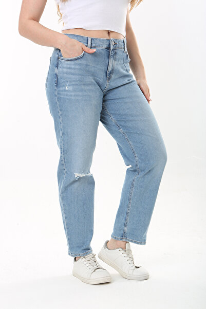 Şans Blugi de damă cu talie înaltă, albastru, mărime mare, cu 5 buzunare 65N37517