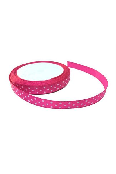 Eminonutoptanci Fuchsia Satin Ribbon - Polka Dot and Spotted, 1 cm (10 Meters)