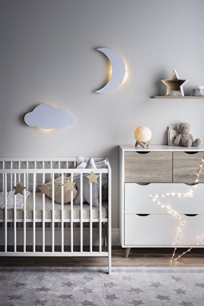 Windly Concept Ay Bulut Gece Lambası Çocuk Odası Bebek Odası Dekoratif Led Ay...