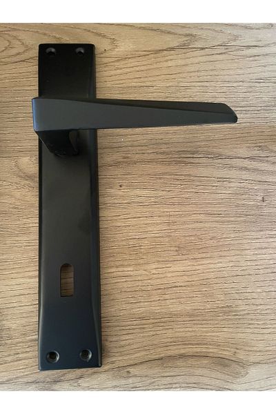bersayapı Prism Mirrored Room Door Handle and No Mute Mortise Lock Matte black 1 Door Set Black Door Lock 40mm