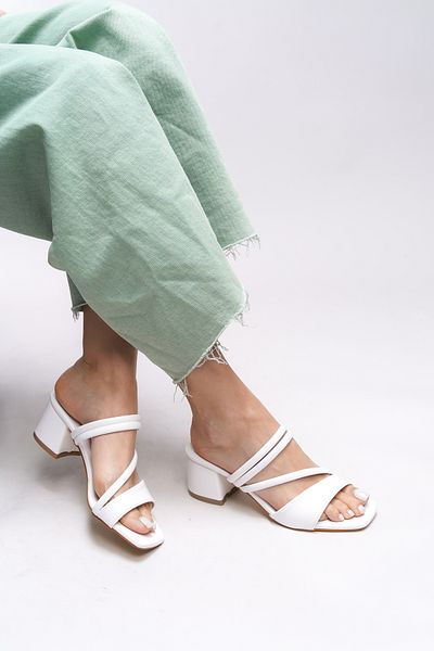 Riccon Lesnalue White Skin Damen-Hausschuhe mit Absatz - 0012115