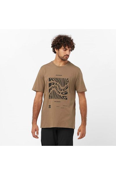 Salomon Lc2218800 Running Graphic Ss Tee T-shirt Ανδρικό T-shirt καφετί