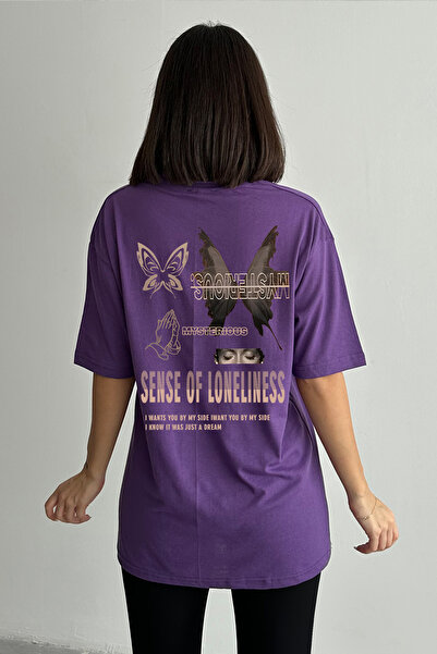 Stendhal Γυναικείο μωβ μπλουζάκι με στάμπα με λαιμόκοψη με λαιμόκοψη με μυστη...