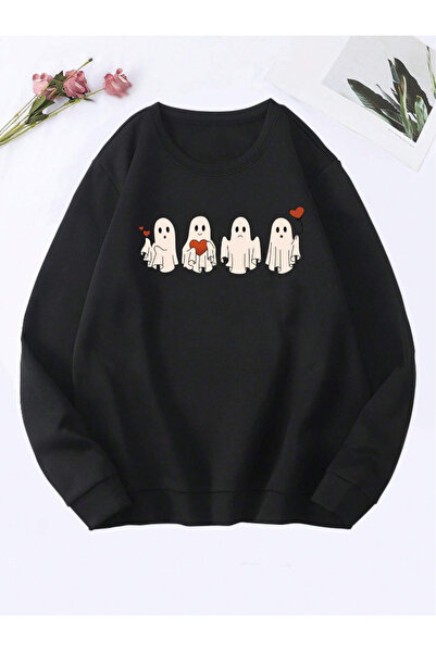 Marco Fresco Hanorac unisex cu imprimeu cu fantome ținând baloane în formă de...