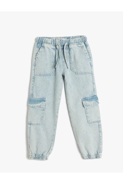 Koton Cotton Waist Lace-Up Pocket Jogger Denim Trousers