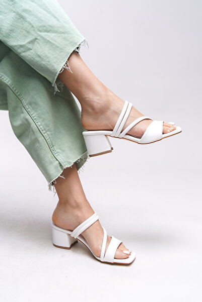 Riccon Papuci cu toc pentru femei Lesnalue White Skin - 0012115