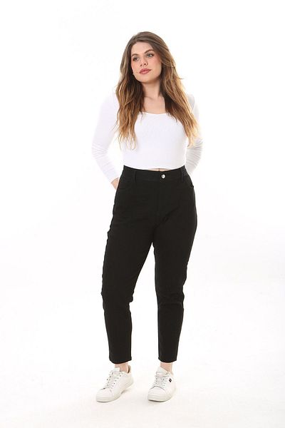 Şans Blugi negri cu 5 buzunare din Lycra pentru femei de mărime mare 65N37646