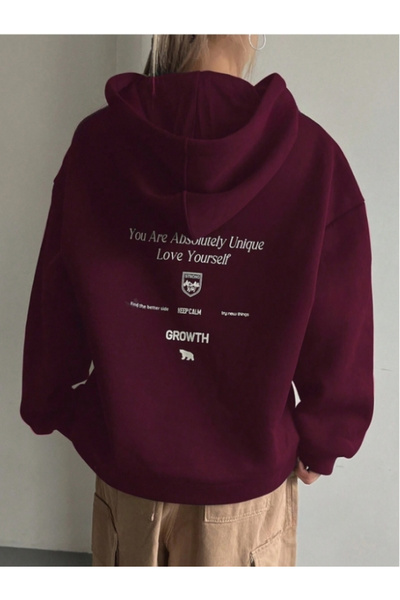 MOONBULL Unisex Growth Sırt Baskılı Oversize Kapüşonlu Sweatshirt