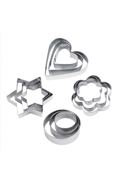 TT Tahtakale Toptancıları Cake Cookie Mold Heart Daisy Star Nest Model 12Piece Bk156
