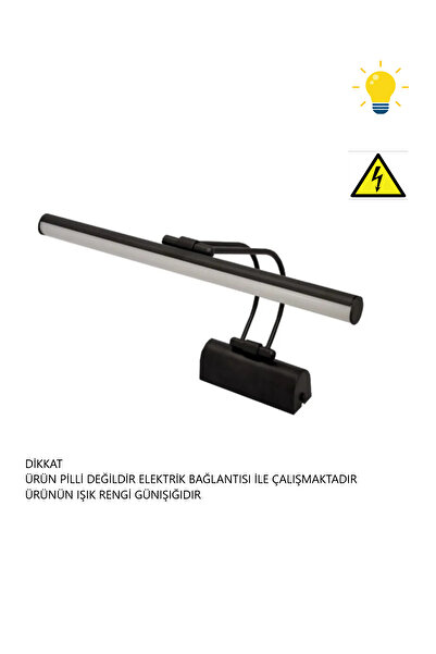 SeKaTech Resim,tablo,ayna Üstü Banyo Ledli Aplik 220v 5 Renk Siyah Flüt Aplik 3000k Günışığı (PİLLİ DEĞİLDİR)