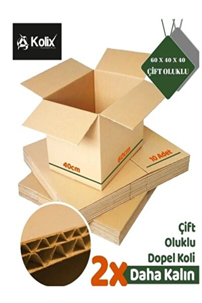 Genel Markalar 10 Adet 50x30x30 Çift Oluklu Taşıma Karton Çeyiz Arşiv Koli Çi...