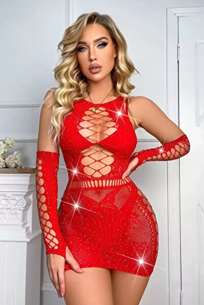 nightblack Women's Stone Flexible Glove Detailed Fantasy Nightwear Dress