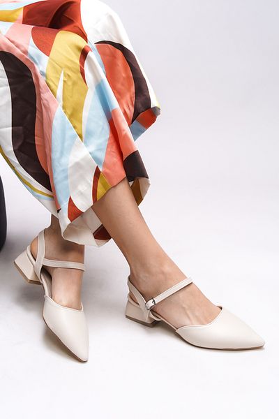 Riccon Heilleia Women's Nude Pointed Toe Heeled Shoes - Open Back 0012335