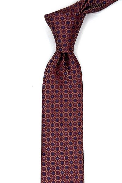 Kravatkolik Burgundy Motif Pattern Slim Tie Sk7985