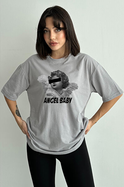 Stendhal Γυναικείο μπλουζάκι με γκρι Angel Baby με στάμπα με λαιμόκοψη