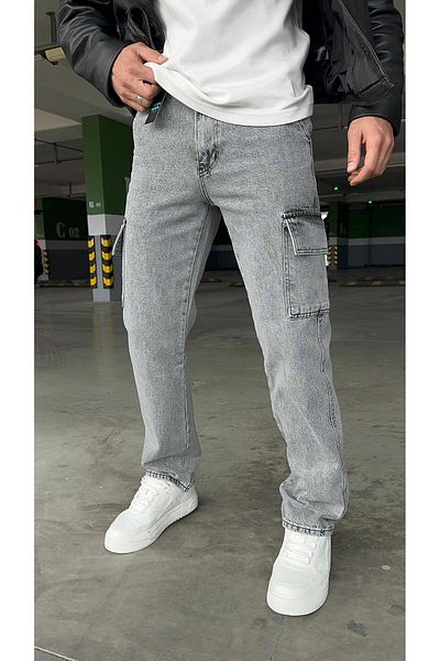 DENIM MAN Snowwashing Cargo Baggy