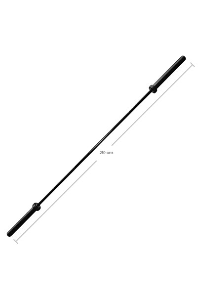 Rebuwo Ağırlık Halter Barı 210 CM 8 Rulmanlı İçi Dolu Düz Krom Halter Antrenman Barı Siyah