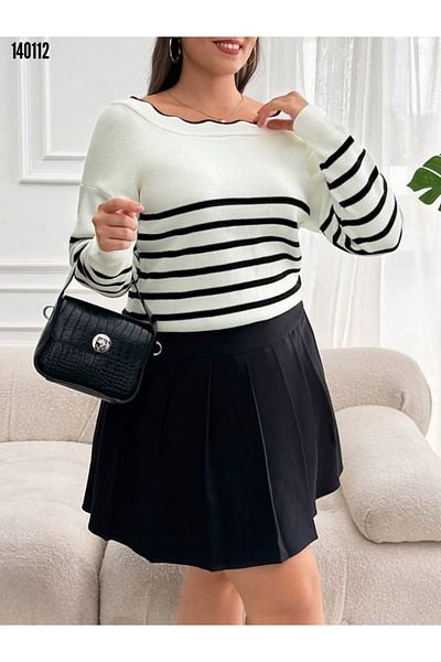 Kokosh moda Γυναικεία πλεκτή μπλούζα με μοτίβο με γιακά σκάφος
