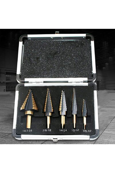 DUHALINE Profesyonel 5 Adet Titanyum Kademeli Matkap Ucu Sac, Metal, Alüminyum, Ahşap Delme Seti Özel Kutulu