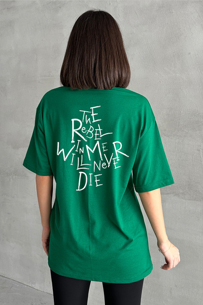 Stendhal Γυναικείο Πράσινο The Rebel Printed Crew Neck Oversize T-shirt