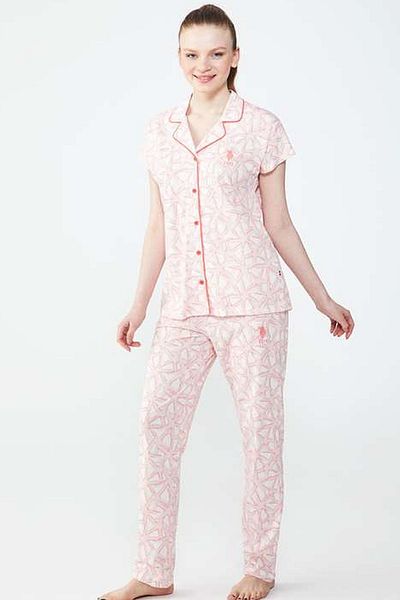 U.S. Polo Assn. BAZA. Polo Assn. 16739 Set pijamale dama - maneca scurta, coral