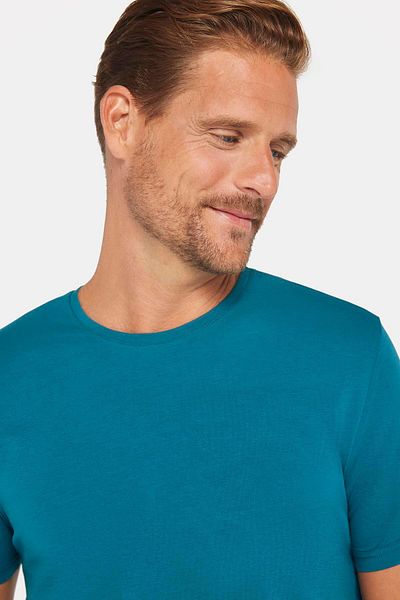 Tudors Tricou pentru bărbați, slim fit, din bumbac, cu textura moale, țesătură elastică, simplu, de bază, cu gâtul rotund