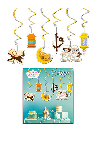 Parti Atölyesi Kuran Okuyorum 6 Adet Tavan Sarkıt Süs Hafız Partileri