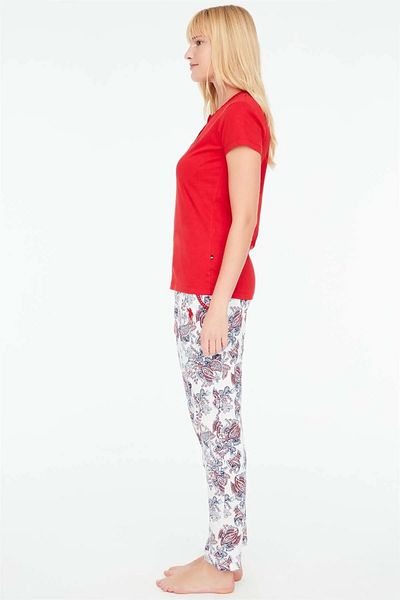 U.S. Polo Assn. US Polo Assn.16932 Women's Red Pajama Set - Three Buttons