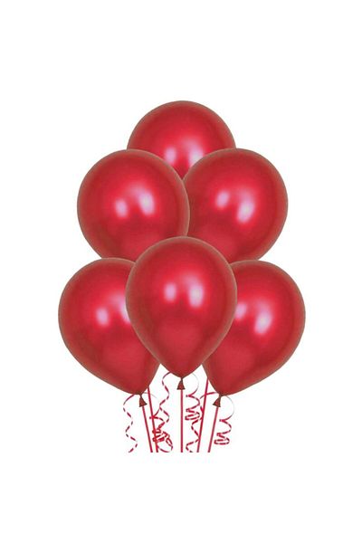 renk party 12 Inch Metallic Red Balloon - 10 Pieces