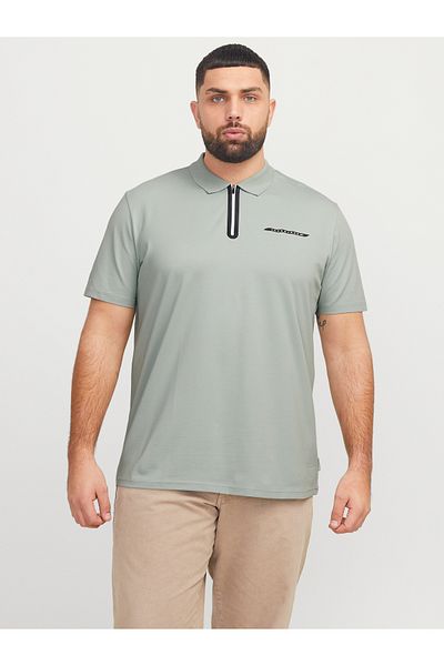Jack & Jones Ανδρικό μπλουζάκι γκρι μεγάλου μεγέθους - Jack Jones Jcofusıon Pıque SS PLs 12278562 -05