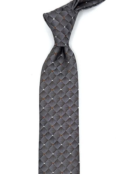 Kravatkolik Gray Square Pattern Slim Tie Sk7991