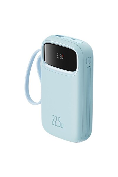 Baseus باور بانك Qpow2 ثنائي الكابلات بشاشة رقمية للشحن السريع من OS-Baseus بسعة 20000 مللي أمبير في الساعة وقوة 22.5 وات، لون أزرق جلاكسي
