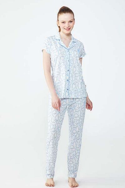U.S. Polo Assn. BAZA. Polo Assn. 16739 Set de pijamale albastre cu mânecă scurtă pentru femei