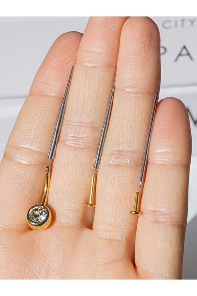 MORNEVA Çelik Piercing Kolay Takma Geçiş İğnesi Konik Aparatı (3lü Set)