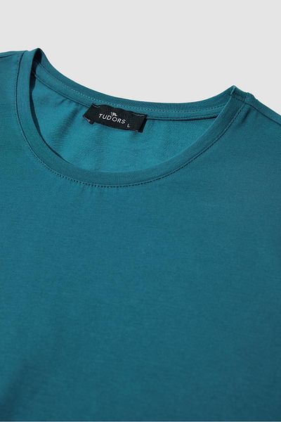 Tudors Ανδρικό μπλουζάκι Slim Fit Slim Fit Βαμβακερή απαλή υφή ελαστικό ύφασμα Απλό Basic Navy Blue Crew T-shirt