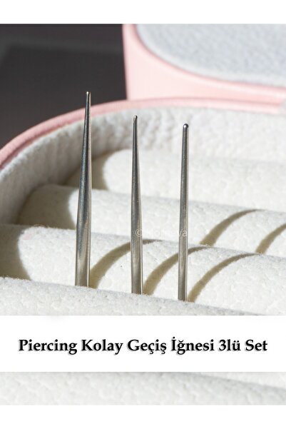 MORNEVA Çelik Piercing Kolay Takma Geçiş İğnesi Konik Aparatı (3lü Set)