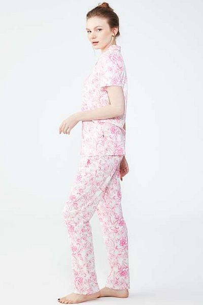 U.S. Polo Assn. BAZA. Polo Assn. 16706 Set de pijamale roz pentru femei cu mâneci scurte