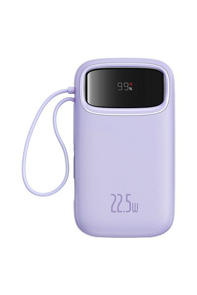 Baseus OS-Baseus Qpow2 Dual-Cable Digital Display Fast Charge Power Bank 20000mAh 22.5W Nebula Purple
