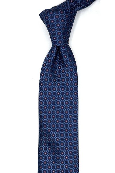 Kravatkolik Blue Motif Pattern Slim Tie Sk7989