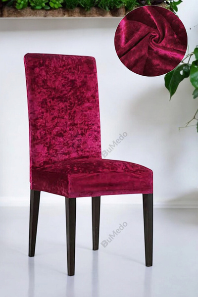 Bumedo Kadife Sandalye Kılıfı Likralı Lastikli Sandalye Örtüsü