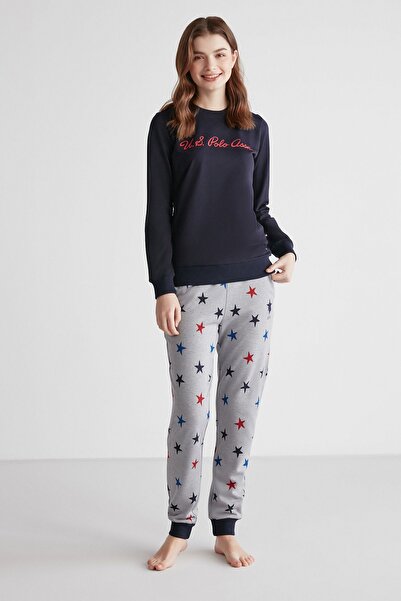 U.S. Polo Assn. U.s Polo Assn. 16958 Kadın Lacivert Patlı Uzun Kollu Pijama Takımı -Lacivert