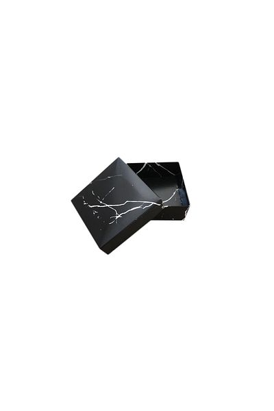 TT Tahtakale Toptancıları Complete Cardboard Box Marble Patterned 8X8X3 cm (50 Pieces) Black