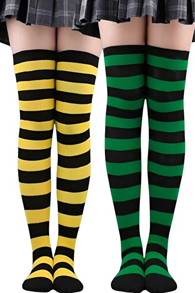 Uniquetrenders Women's Thick Stripe 2-Piece Knee High Socks