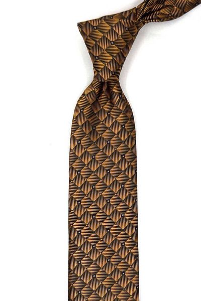 Kravatkolik Yellow Square Pattern Slim Tie Sk7993