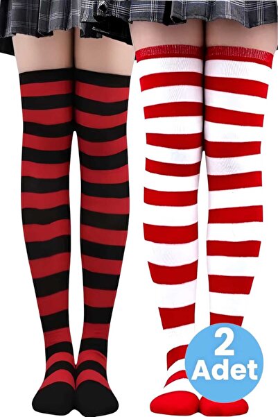 Uniquetrenders Women's Thick Stripe 2-Piece Knee High Socks